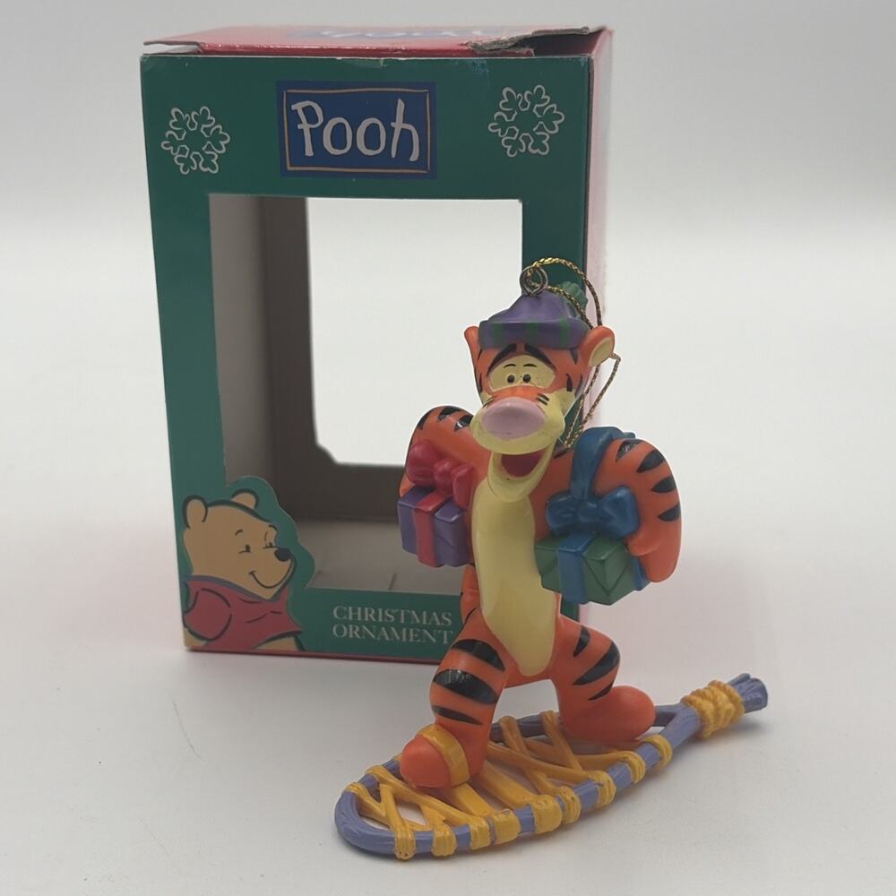 Vintage Disney Pooh Christmas Ornament Tiger On Snow Shoe 90's Kmart